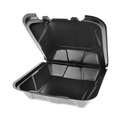 Food Containers & Lids | Pactiv Corp. YTDB99010000 9 in. x 9 in. x 3.25 in. Dual Tab Lock Vented Foam Hinged Lid Container - Black (150/Carton) image number 3