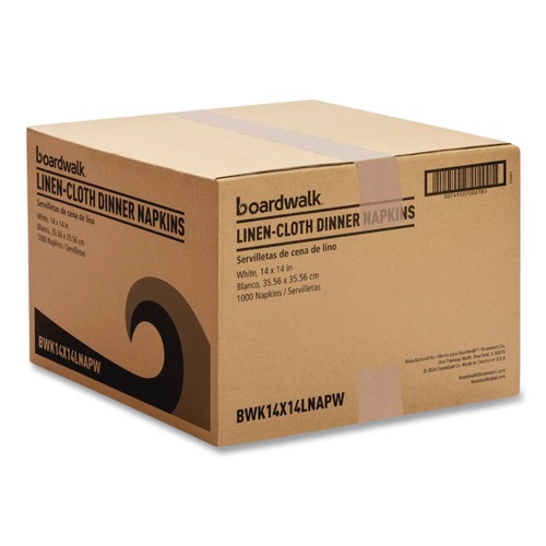 Dinner Napkins | Boardwalk 14X14LNAPW 1-Ply 14 in. x 14 in. Linen-Feel Flat Napkins (1000/Carton) image number 0