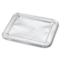 Steam Table Parts | Handi-Foil 204930 12.27 in. x 10.44 in. 30 Gauge Steam Pan Foil Lids Fits Half-Size Pan (100/Carton) image number 0