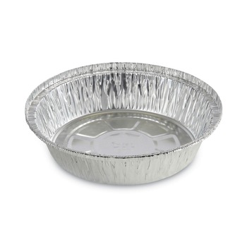 FOOD CONTAINERS PACKAGING | Boardwalk BWKROUND7 7 in. x 1.46 in. 24 oz. Round Aluminum To-Go Containers - Silver (500/Carton)