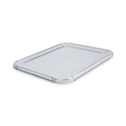 Steam Table Parts | Boardwalk BWKLIDSTEAMHF 10.5 in. x 12.81 in. x 0.63 in. Aluminum Steam Table Pan Lids (100/Carton) image number 0