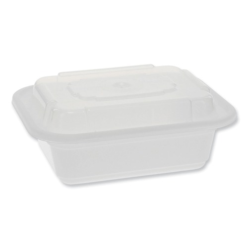 Food Containers & Lids | Pactiv Corp. NC818 Newspring VERSAtainer 4.5 x 5.5 x 2.12 12 oz Rectangular Plastic Microwavable Containers - White/Clear (150/Carton) image number 0