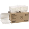 Food Containers & Lids | Pactiv Corp. YMCH0901BB 9 in. x 9 in. x 3 in. Sugarcane EarthChoice PFAS Free Compostable Hinged Lid Container - White (150/Carton) image number 4