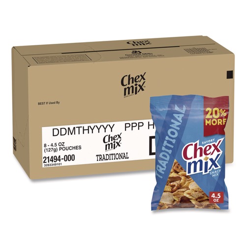 Perforated Roll & Hand Towels | Advantus 21494000 Snack Mix Savory Traditional, 4.5 oz Bag, 8/Box image number 0