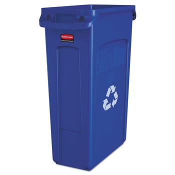 Rubbermaid Commercial FG354007BLUE 23 Gallon Slim Jim Recycling Plastic Container with Venting Channels - Blue