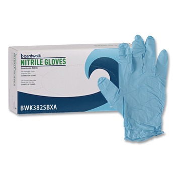 JANITORIAL | Boardwalk 382SBXA 5 mil. Disposable Examination Nitrile Gloves - Small, Blue (100/Box)