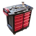 Tool Storage | Rubbermaid Commercial FG773488BLA Five-Drawer 32.63 in. x 19.9 in. x 33.5 in. Mobile Workcenter - Black/Red image number 4
