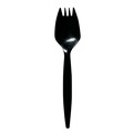 Disposable Sporks | Boardwalk BWKSPORKBLPPIW Mediumweight Wrapped Polypropylene Plastic Spork Cutlery - Black (1000/Carton) image number 0