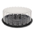 Bakery Boxes & Containers | Pactiv Corp. YEH899020000 10 in. x 10 in. x 3.38 in. Round ShowCake 2-Part Cake Container - Clear/Black (90/Carton) image number 1