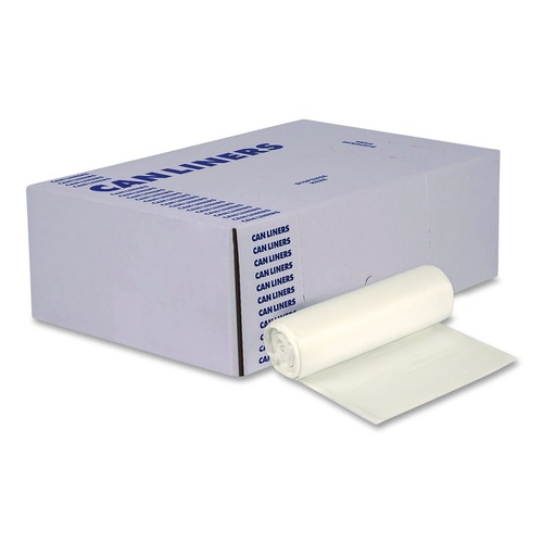 High-Density Trash Bags | Boardwalk Z4833LNKR01 16 Gallon 8 mic 24 in. x 33 in. Perforated Roll High-Density Can Liners - Natural (1000/Carton) image number 0