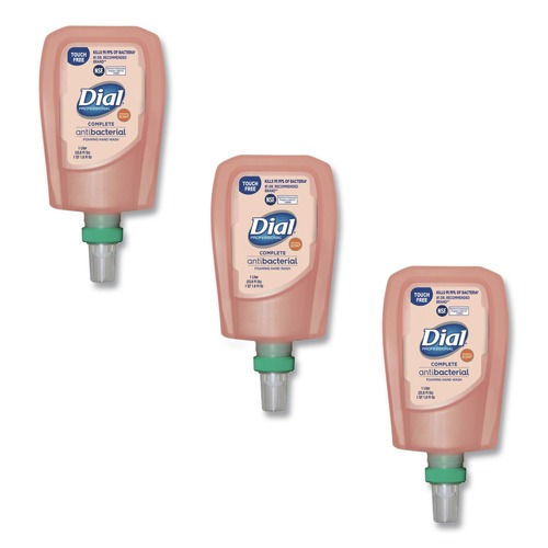 Soap Refills | Dial Professional 16674 1 Liter Antibacterial Foaming Hand Wash Refill for FIT Touch Free Dispenser - Original (3/Carton) image number 0