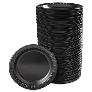TABLETOP | Dart 9PBQR 9 in. Quiet Classic Laminated Foam Dinnerware Plate - Black (500/Carton)