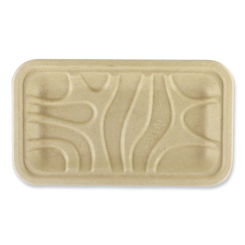 Food Trays & Liners | World Centric TR-SC-17S-LFS 4.8 in. x 8.3 in. x 0.7 in. Paper Fiber Trays - Natural (500/Carton) image number 0
