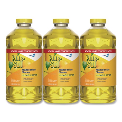 All Purpose Cleaners & Degreasers | Pine-Sol 60607CT CloroxPro 80 oz. Bottle Multi-Surface Cleaner Concentrated - Lemon Fresh Scent (3/Carton) image number 0