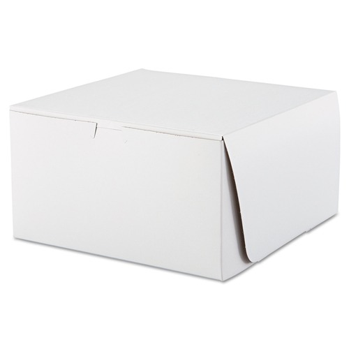 Bakery Boxes & Containers | SCT SCH 0977 10 in. x 10 in. x 5.5 in. Paper One-Piece Non-Window Bakery Boxes - White (100/Carton) image number 0