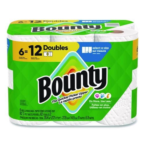 Perforated Roll & Hand Towels | Bounty 80798314 Select-a-Size 6 in. x 11 in. 2-Ply Kitchen Roll Paper Towels - White (6/Carton) image number 0