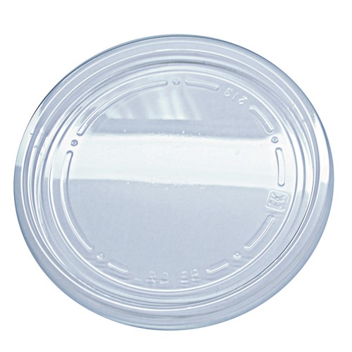 Food Containers & Lids | Fabri-Kal 000000000009501020 Recycleware Flat Plug Fit Round Plastic Deli Container Lids - Clear (500/Carton) image number 0