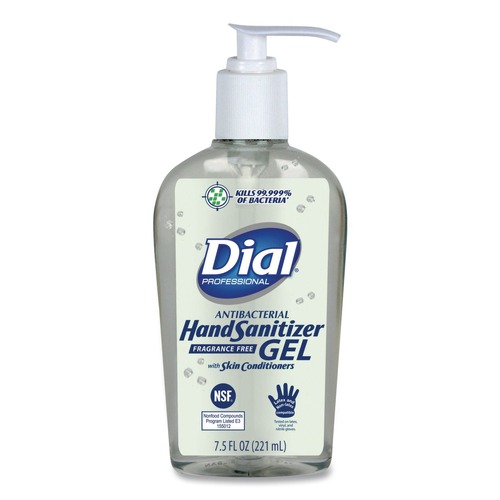 Hand Sanitizers | Dial Professional DIA 01585 7.5 oz. Antibacterial Gel Hand Sanitizer Pump Bottle - Fragrance-Free (12/Carton) image number 0