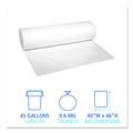 Low-Density Trash Bags | Boardwalk H8046HWKR01 40 in. x 46 in. 45 gal. 0.6 mil Low-Density Waste Can Liners - White (100/Carton) image number 4