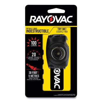 SECURITY FLASHLIGHTS | Rayovac DIYHL3AAA-BTA 30 meters Projection 3 AAA Batteries Virtually Indestructible LED Headlight - Black