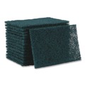 Scouring Pads & Sticks | Boardwalk 86LGI 6 in. x 9 in. Heavy-Duty Scour Pad - Green (15/Carton) image number 1