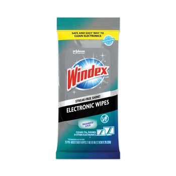 Windex 319248EA 25 Wipes 1-Ply 7 in. x 10 in. Electronics Cleaner - Neutral Scent, White