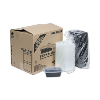 Pactiv Corp. NC818B Newspring VERSAtainer 4.5 x 5.5 x 1.75 12 oz Plastic Microwavable Containers - Black/Clear (150/Carton)