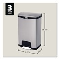 Indoor Waste Receptacles | Rubbermaid Commercial 1901992 Slim Jim 13-Gallon Front Step Style Stainless Steel Step-On Container - Black image number 2