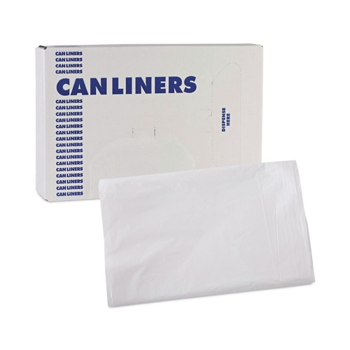 Low-Density Trash Bags | Boardwalk H4832MWK 24 in. x 32 in. 16 gal. 0.5 mil Linear Low Density Industrial Can Liners - White (500/Carton) image number 0
