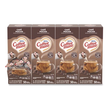 Coffee-Mate 11002807 0.38 oz. Mini Cups Liquid Coffee Creamer - Cafe Mocha (200/Carton)