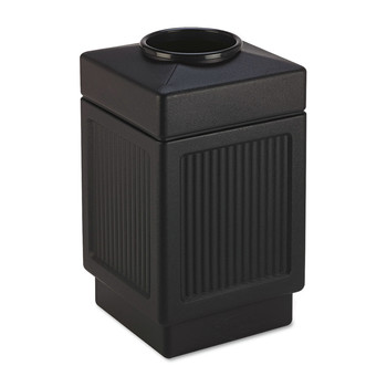 Safco 9475BL Top-Open 38 Gallon Polyethylene Canmeleon Recessed Panel Receptacles - Black