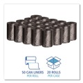 Low-Density Trash Bags | Boardwalk H3417RKKR01 4 Gallon 0.35 mil 17 in. x 17 in. Perforated Roll Low-Density Waste Can Liners - Black (50 Bags/Roll, 20 Rolls/Carton) image number 3
