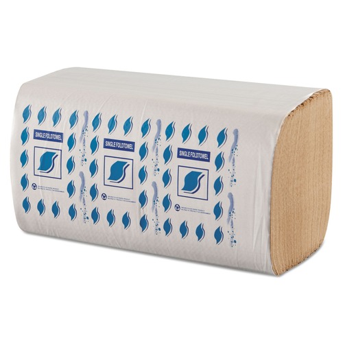 Perforated Roll & Hand Towels | GEN GENSF5001K 1-Ply 9 in. x 9.25 in. Single-Fold Paper Towels - Kraft (334/Pack, 12 Packs/Carton) image number 0