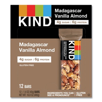 KIND 17850 1.4 oz. Nuts and Spices Bar - Madagascar Vanilla Almond (12/Box)