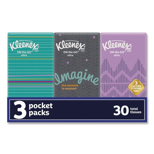 Facial Tissues | Kleenex 11976 On The Go Packs 3-Ply Facial Tissues - White (36/Carton) image number 0