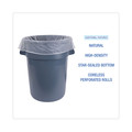 High-Density Trash Bags | Boardwalk Z8048HNKR01 40 in. x 48 in. 45 Gallon 13 mic High Density Industrial Coreless Roll Can Liners - Natural (250/Carton) image number 3