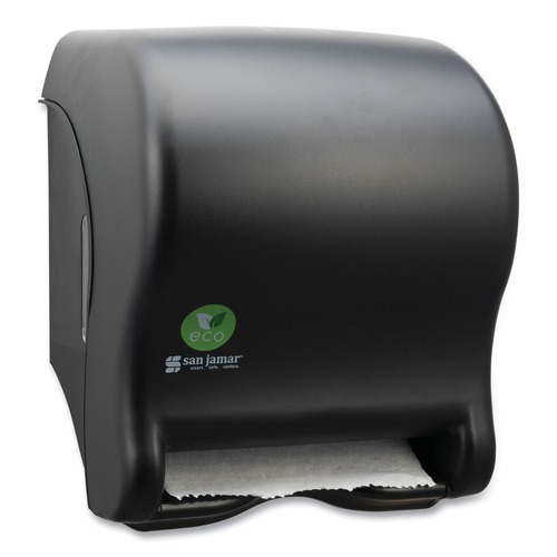 Towel Dispensers | San Jamar T8000REBK 9.1 in. x 14.4 in. x 11.8 in. Ecological Automatic Towel Dispenser - Black image number 0