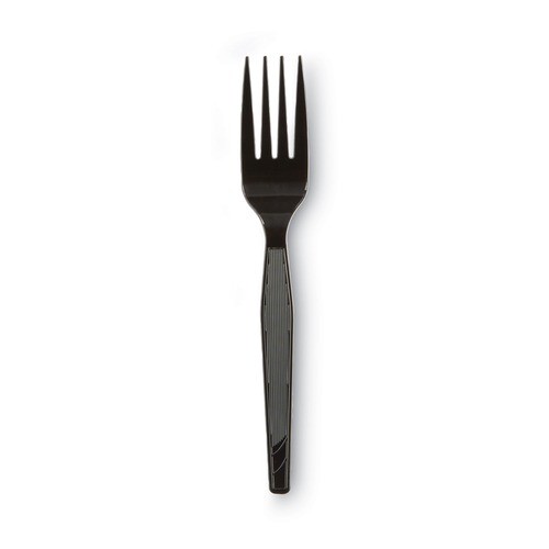 Disposable Forks | Dixie FM517 Heavy Mediumweight Plastic Forks - Black (1000/Carton) image number 0