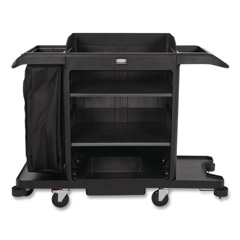  | Rubbermaid Commercial 2202581 24.4 in. x 62.4 in. x 49 in. Full-Size 3-Shelf Housekeeping Cart - Black