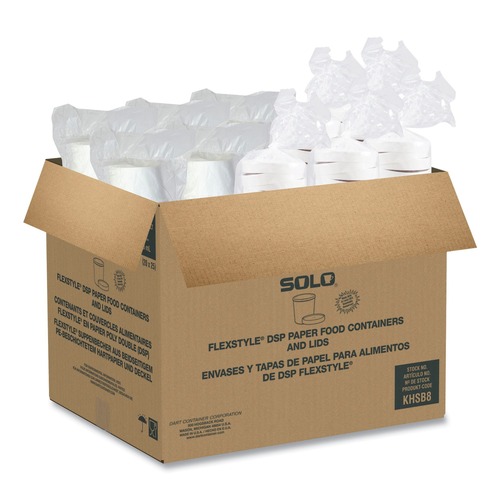 Food Containers & Lids | SOLO KHSB8A-2050 8 oz Flexstyle Double Poly Paper Food Combo Packs - White (250/Carton) image number 0