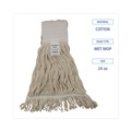 Mop Heads | Boardwalk BWK524C 24 oz. Pro Loop Web/Tailband Premium Saddleback Cotton Mop Head - White (12/Carton) image number 4