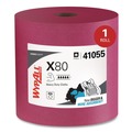 Perforated Roll & Hand Towels | WypAll 41055 12.4 in. x 12.2 in. Power Clean Jumbo Roll X80 Heavy Duty Cloths - Red (1/Carton) image number 0