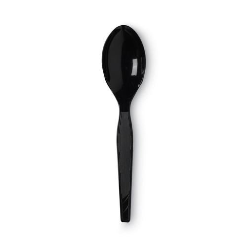 Disposable Spoons | Dixie TM517 Heavy Mediumweight Plastic Cutlery Teaspoons - Black (1000/Carton) image number 0