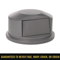 Waste Receptacle Lids | Rubbermaid Commercial FG264788GRAY 24.81 in. Diameter x 12.63 in. Round BRUTE Dome Top Receptacle Push Door for 44 Gallon Containers - Gray image number 3