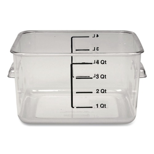 Food Storage Containers & Lids | Rubbermaid Commercial FG630400CLR SpaceSaver 8.8 in. x 8.75 in. x 4.75 in. 4 qt. Plastic Square Containers - Clear image number 0