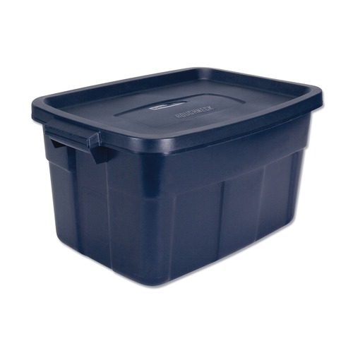 Office Boxes & Bins | Rubbermaid RMRT140008 15.88 in. x 23.88 in. x 12.25 in. 14 Gallon Roughneck Storage Box - Dark Indigo Metallic image number 0