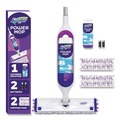 Mops | Swiffer 80714901 15.4 in. x 5.3 in. White/Purple Cloth Head PowerMop Starter Kit and 26 in. Silver Aluminum Handle image number 0