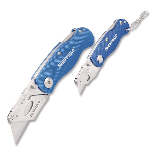 Knives & Multi-Purpose Tools | GreatNeck 12117 1 Standard 1 Mini Blade Folding Lock Back Utility Knife Set - Blue image number 0