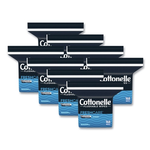 Hand Sanitizing Wipes | Cottonelle 10358 5 in. x 7.25 in. 1-Ply Fresh Care Flushable Cleansing Cloths - White (8/Carton) image number 0