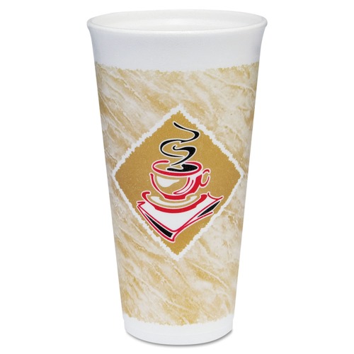 Cups | Dart 20X16G 20 oz. Cafe G Foam Hot/Cold Cups - Brown/Red/White (500/Carton) image number 0